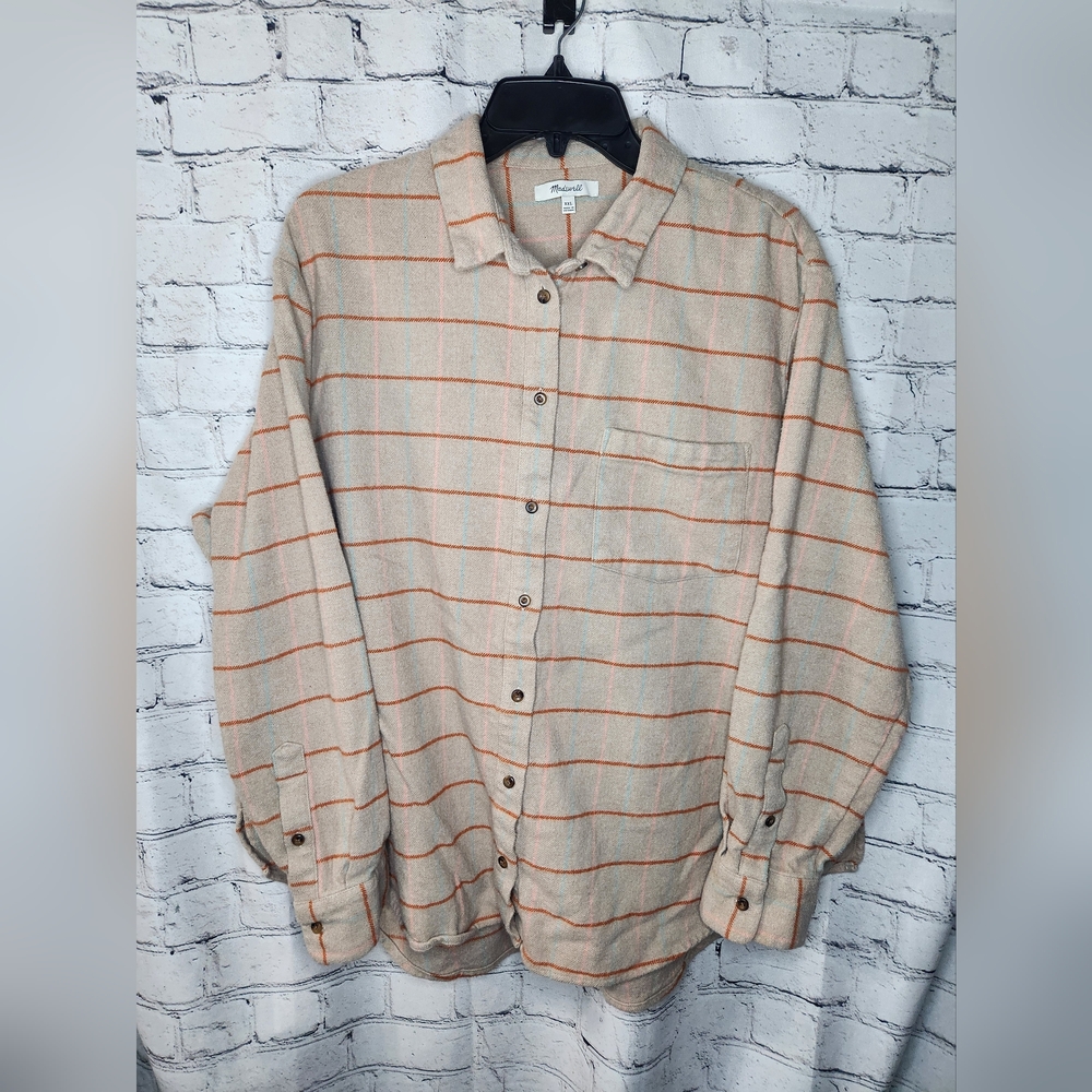 Madewell Fall Plaid‎ Oversized Flannel Button Down Shacket Size XXL